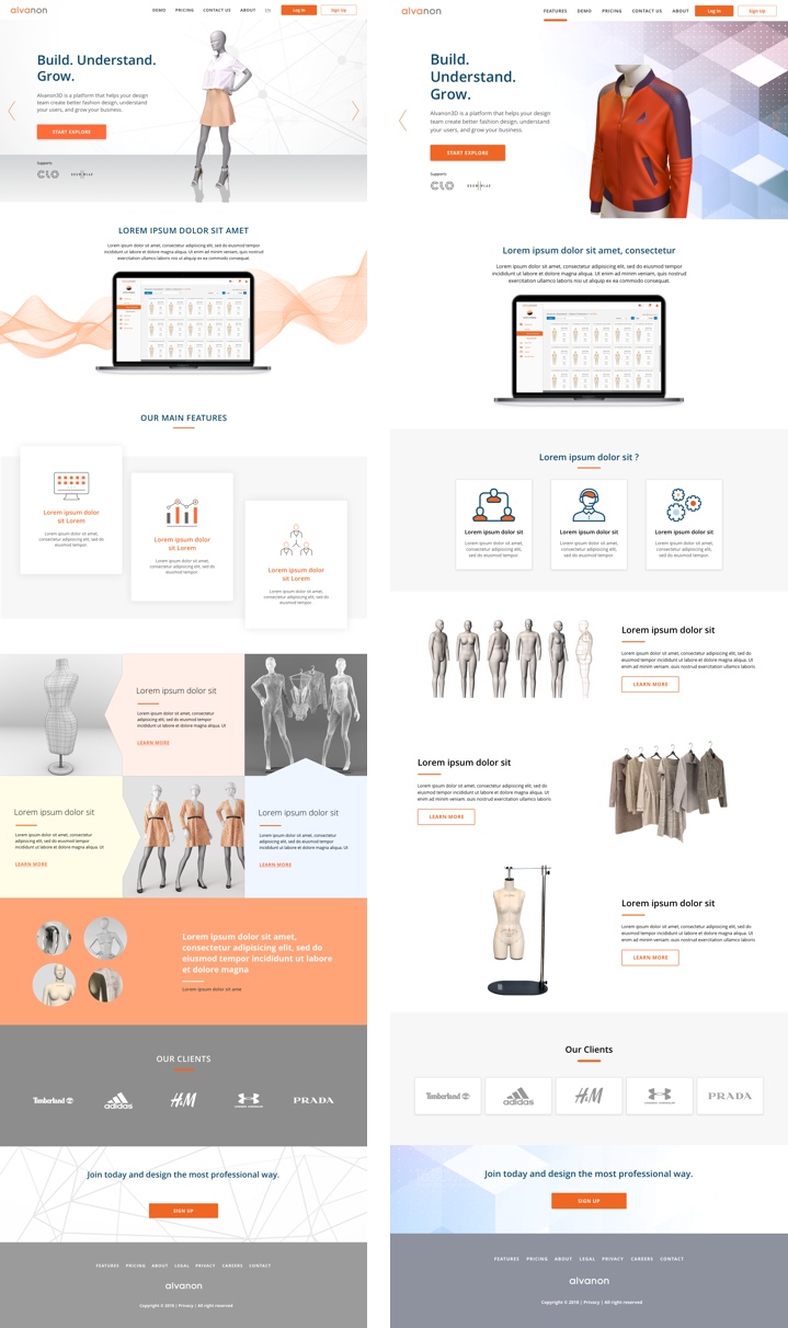 Alvanon Website Design Exploration